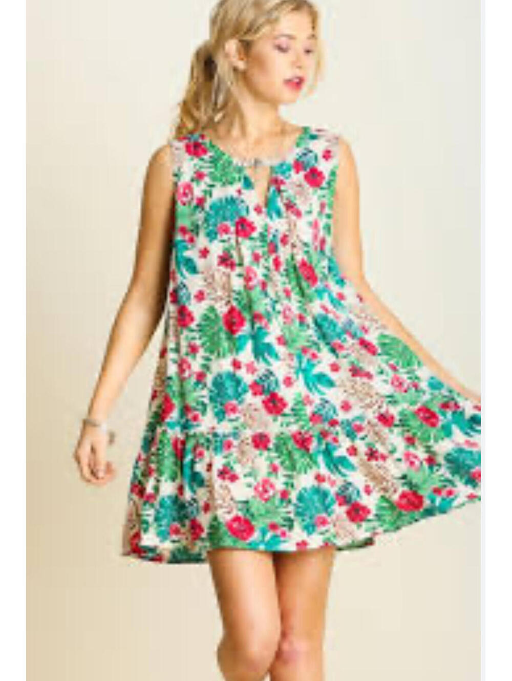 Umgee Tropical Print Dress | Size S | Floral Swing Dress | Boho Summer Style